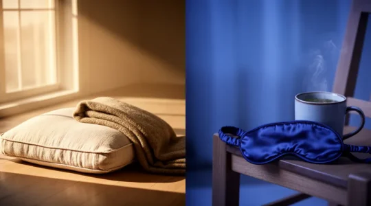 Une personne en équilibre entre éveil et détente, symbolisant la gestion du stress et du sommeil par les thérapies douces