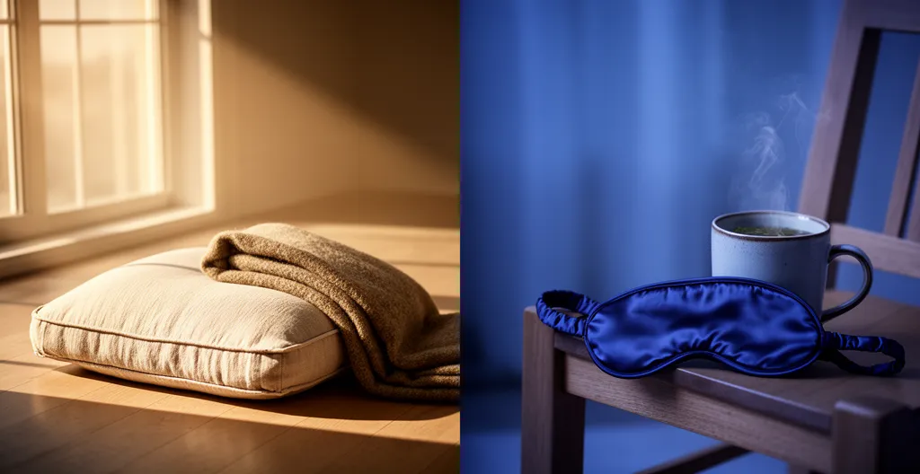 Une personne en équilibre entre éveil et détente, symbolisant la gestion du stress et du sommeil par les thérapies douces