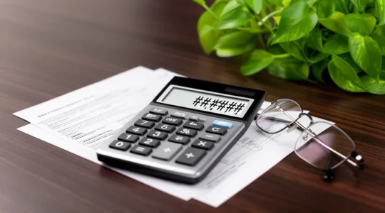 Calcul stratégique du budget santé avec documents de mutuelle et calculatrice