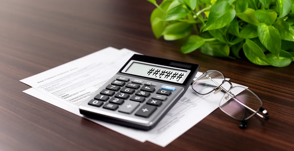 Calcul stratégique du budget santé avec documents de mutuelle et calculatrice