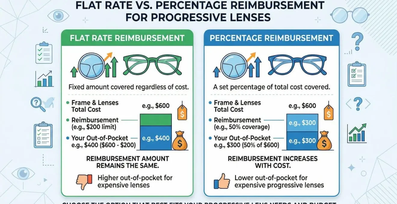 Visualisation comparative entre remboursement forfaitaire et pourcentage pour verres progressifs