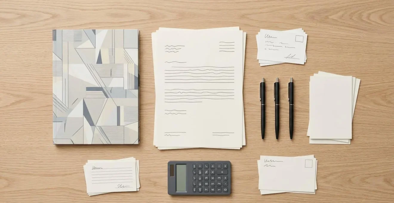 Bureau organisé avec documents administratifs pour une demande MDPH, vue de dessus